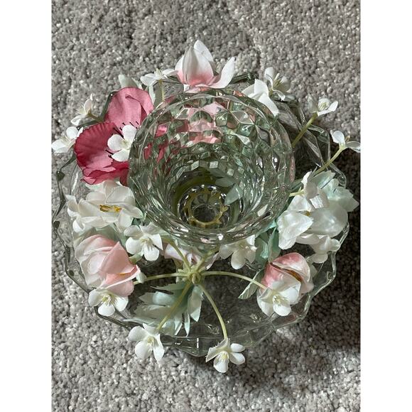 Indiana Glass American Whitehall Cubist Votive Candle Holder/Bowl + Flower Ring - Picture 5 of 14